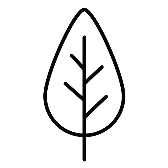 Black leaf icon on a white background
